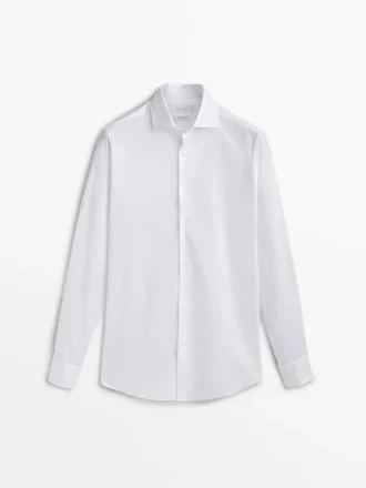 Camicia in cotone slim fit con doppio polsino