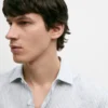 Camicia in lino a righe slim fit