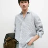 Camicia in lino a righe slim fit