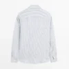 Camicia in lino a righe slim fit