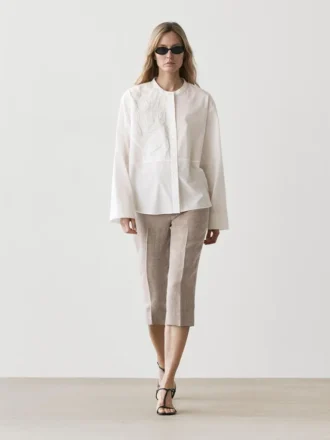 Camicia in misto cotone con dettagli ricamati