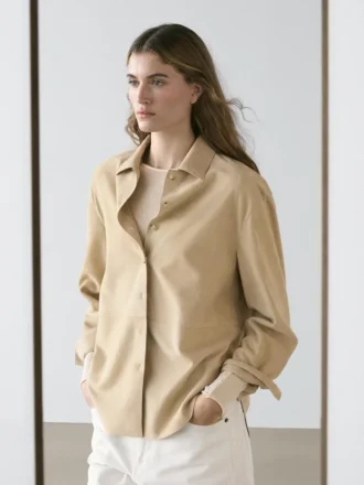 Camicia in pelle scamosciata