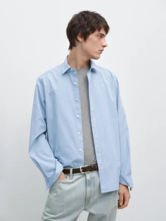 Camicia in popeline a righe 100% cotone