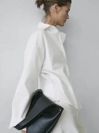 Camicia in popeline di cotone con pinces