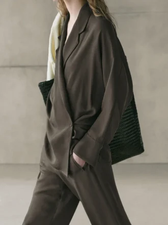 Camicia oversize fluida a doppio petto