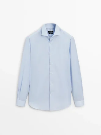 Camicia slim fit a micro righe