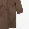 Cappotto lungo in pelle scamosciata