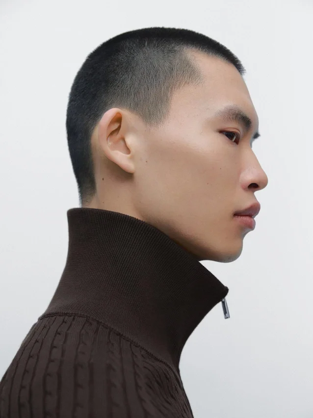 Cardigan in cotone a trecce con zip Cardigan in cotone a trecce con zip