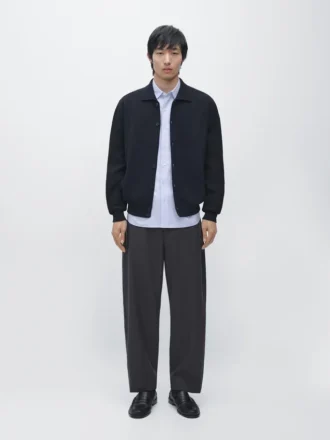 Cardigan in maglia 100% cotone con collo a Polo