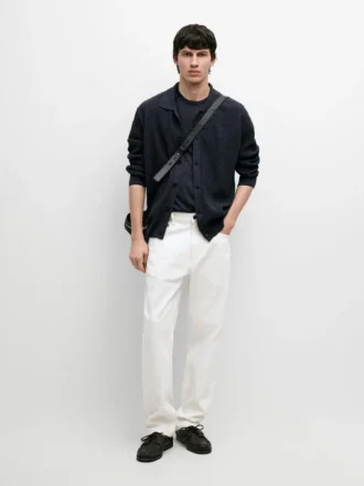 Cardigan in maglia a coste con bottoni