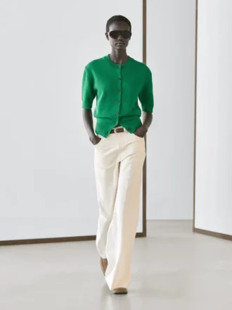 Cardigan in maglia a maniche corte in misto cotone