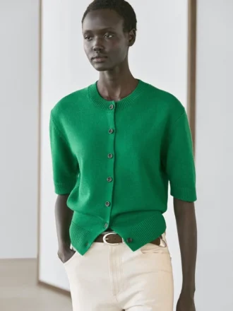 Cardigan in maglia a maniche corte in misto cotone