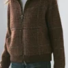 Cardigan in maglia a quadri con texture in alpaca e feltro