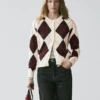 Cardigan in maglia argyle di cotone