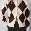 Cardigan in maglia argyle di cotone