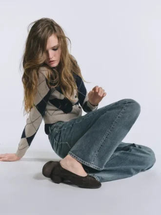 Cardigan in maglia argyle misto cotone