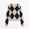 Cardigan in maglia argyle misto cotone