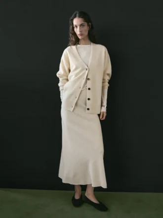 Cardigan in maglia di alpaca e lana con scollo a V