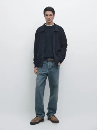 Cardigan in maglia di cotone con tasche