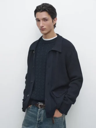 Cardigan in maglia di cotone con tasche