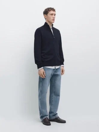 Cardigan in maglia di cotone con zip