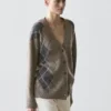 Cardigan in maglia di lana con motivo argyle