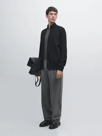 Cardigan in maglia mista cotone con maniche raglan