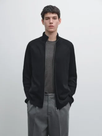 Cardigan in maglia mista cotone con maniche raglan