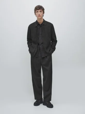 Cardigan in maglia mista cotone e lana con bottoni