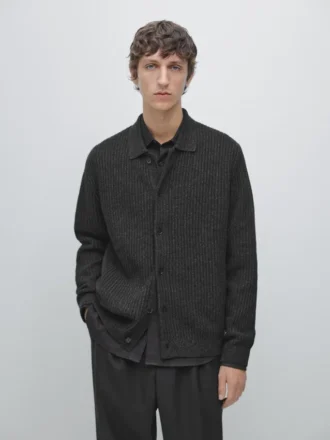 Cardigan in maglia mista cotone e lana con bottoni