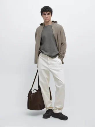 Cardigan in maglia mista lana con cappuccio