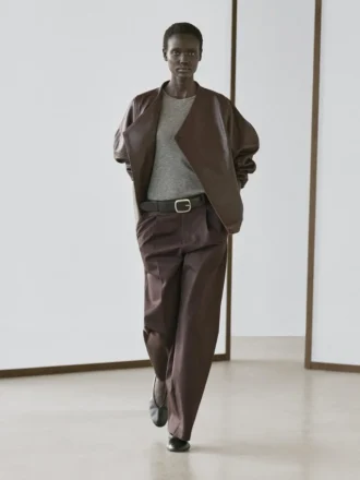 Giacca bomber asimmetrica in pelle nappa