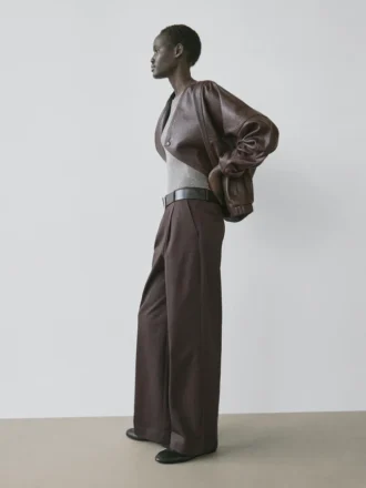 Giacca bomber asimmetrica in pelle nappa