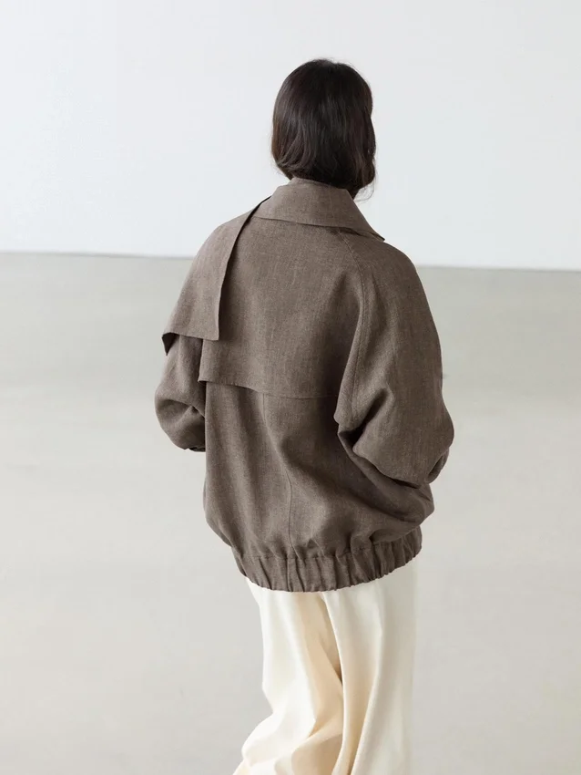 Giacca bomber in lino melange con sciarpa Giacca bomber in lino melange con sciarpa