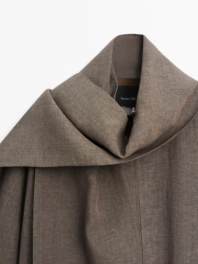 Giacca bomber in lino melange con sciarpa Giacca bomber in lino melange con sciarpa