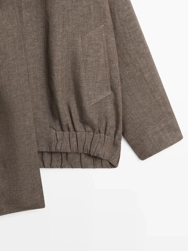 Giacca bomber in lino melange con sciarpa Giacca bomber in lino melange con sciarpa