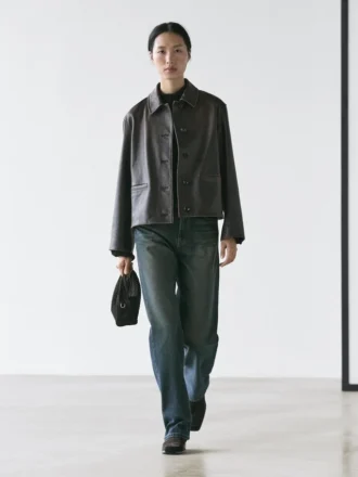 Giacca corta in pelle nappa