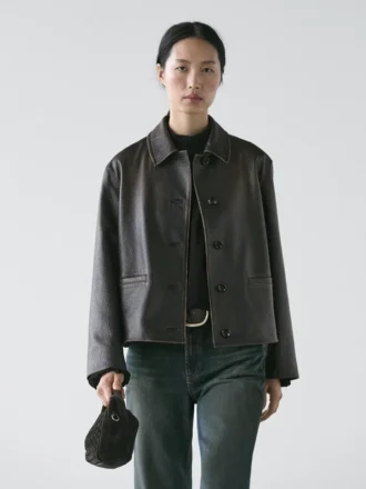 Giacca corta in pelle nappa