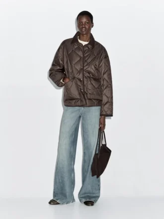 Giacca imbottita idrorepellente con dettagli in velluto a coste