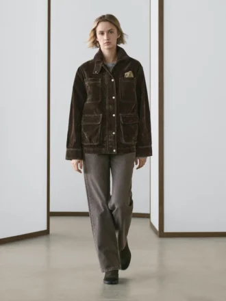 Giacca in denim floccato con dettaglio sul colletto