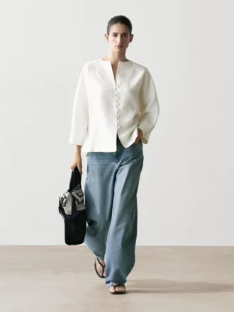 Giacca in lino con dettagli abbottonati