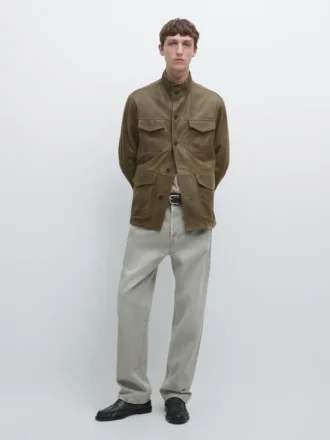 Giacca in pelle di capra con effetto invecchiato Giacca in pelle di capra con effetto invecchiato