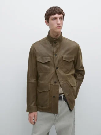 Giacca in pelle di capra con effetto invecchiato Giacca in pelle di capra con effetto invecchiato