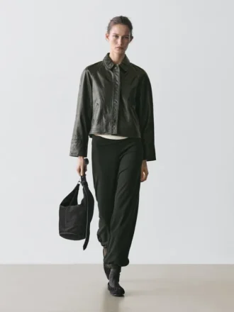 Giacca in pelle nappa con cintura