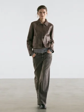 Giacca in pelle scamosciata