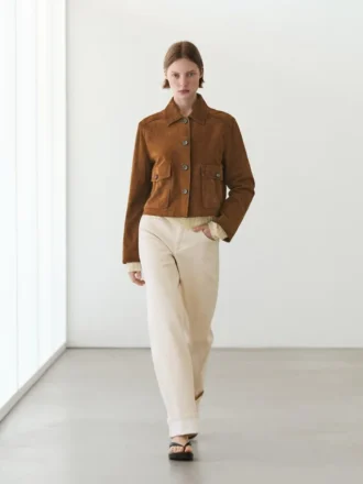 Giacca in pelle scamosciata