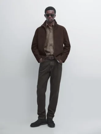 Giacca in pelle scamosciata