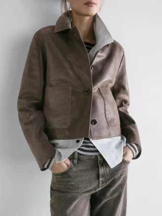 Giacca in pelle scamosciata