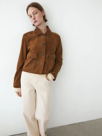 Giacca in pelle scamosciata