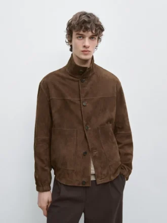 Giacca in pelle scamosciata